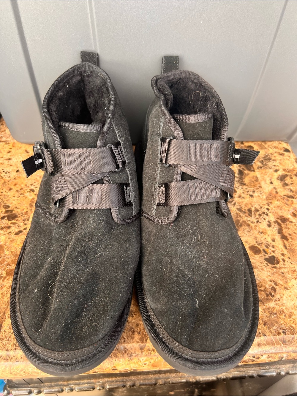 UGG Men's Black Suede Chukka Boots with Strap Detail